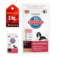 Hill's SP Canine Adult Advanced Fitness Lamb & Rice cu miel si orez 12kg + 3kg CADOU